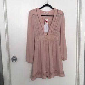 Wayf Long Sleeve blush dress - size small